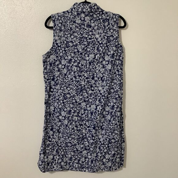 Izod Navy Floral Cottagecore Summer Linen Blend Retro Daisy Dainty Mini Dress 2X - Picture 8 of 12